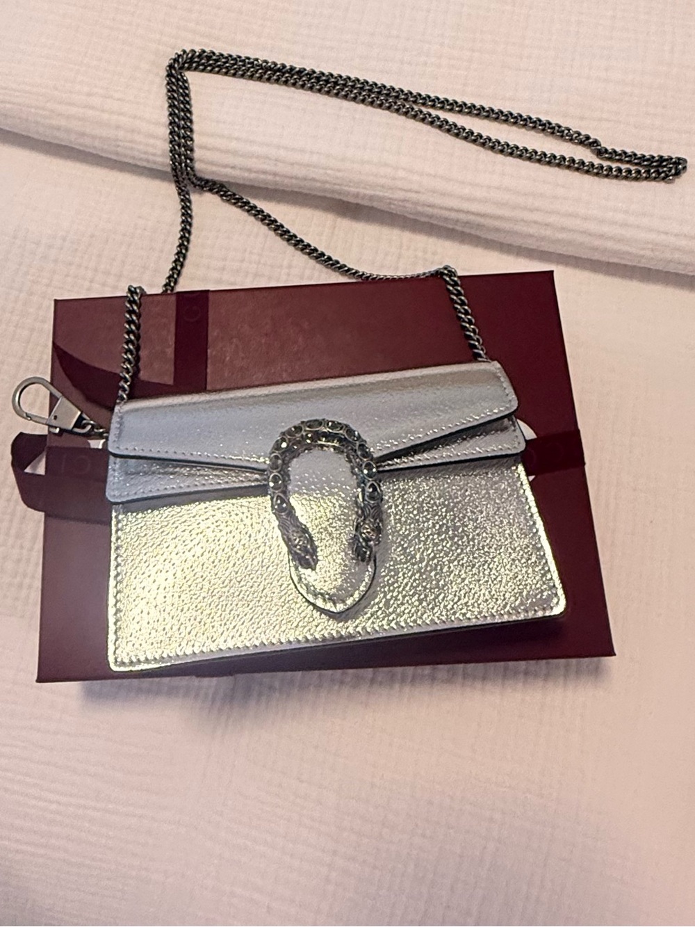 GUCCI Metallic Calfskin Super Mini Dionysus Shoulder Bag